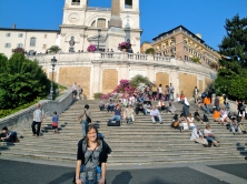 In front of the Spanish Steps! Note the awesome backpack