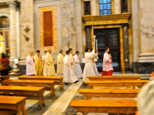 Procession after mass at St. Paul's Basilica, my favorite of the churches we saw